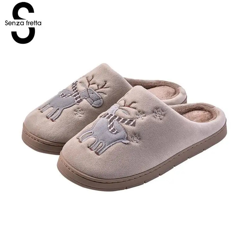 

Senza Fretta Christmas Cute Bear Home Slippers Lovers Female Cotton Warm Slipper Cotton Soft Bottom Women Shoes Zapatos De Mujer