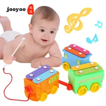 Горячая поезд Дети Тянет и стучит пианино детская ручная развивающая музыкальная игрушка инструмент jooyoo