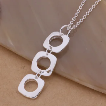 

An239 Hot 925 Sterling Silver Necklace 925 Silver Fashion Jewelry Pendant Square /gldapcka Appajgwa