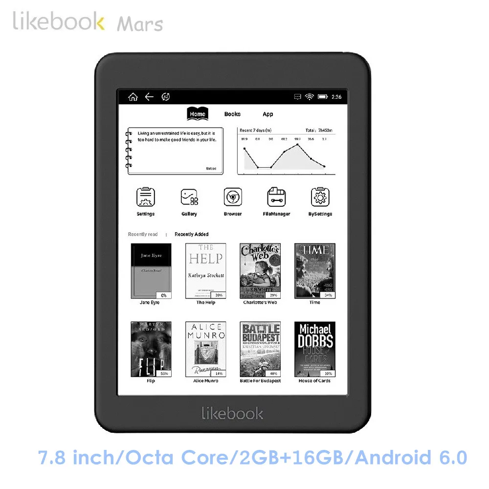 Likebook Mars T80D 7 8 дюймов для чтения электронных книг Android 6 0 Octa Core 2 Гб ОЗУ 16 ПЗУ защита
