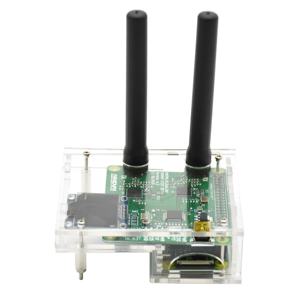 

MMDVM Hotspot Module Expansion Board RX TX UHF VHF Support P25 DMR YSF NXDN with OLED + 2pcs Antenna + Acrylic Shell