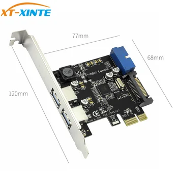 

PCIE to 2 Ports USB3.0 Expansion Card Desktop Front 19/20PIN Header Interface for PCI-E x1/x4/x8/x16 for Windows XP/7/8/8.1/10