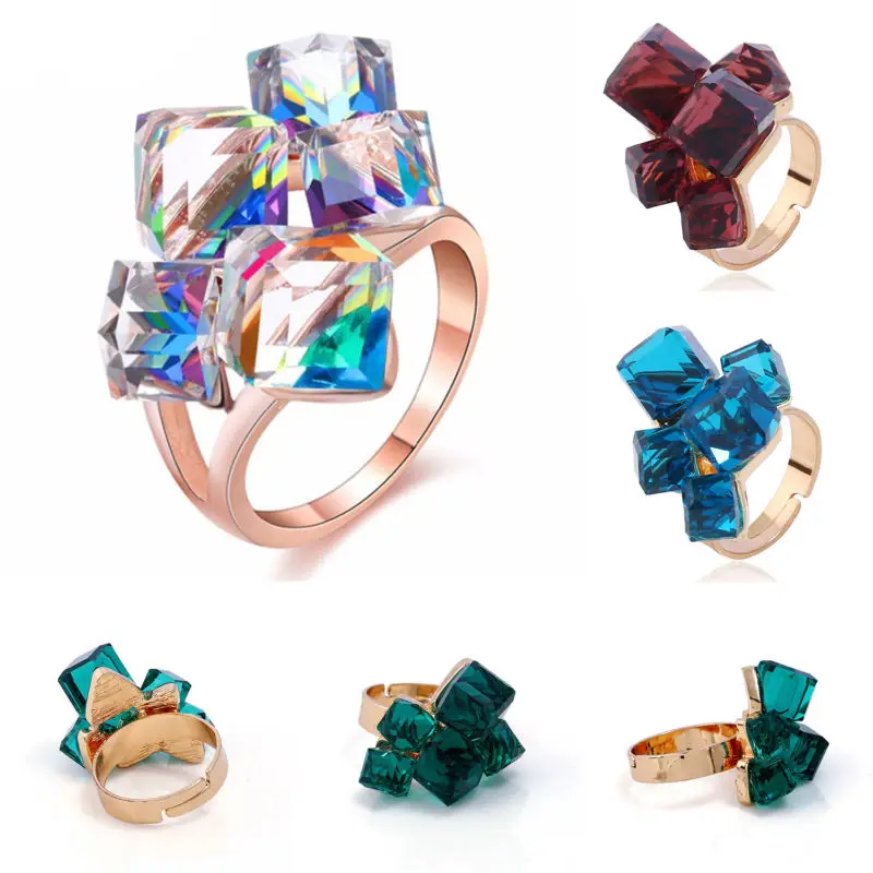 

Jewelry Austria Men Crystal Silver Fashion exquisite wedding Women Ring 925Magic cubes inlaid with Austrian ring