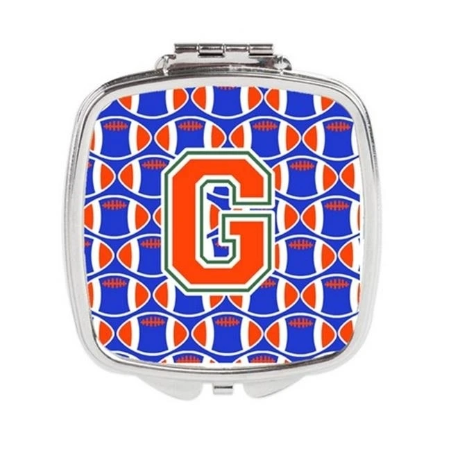 Carolines Treasures CJ1083-GSCM Letter G Football Green Blue & Orange Compact Mirror | Красота и здоровье