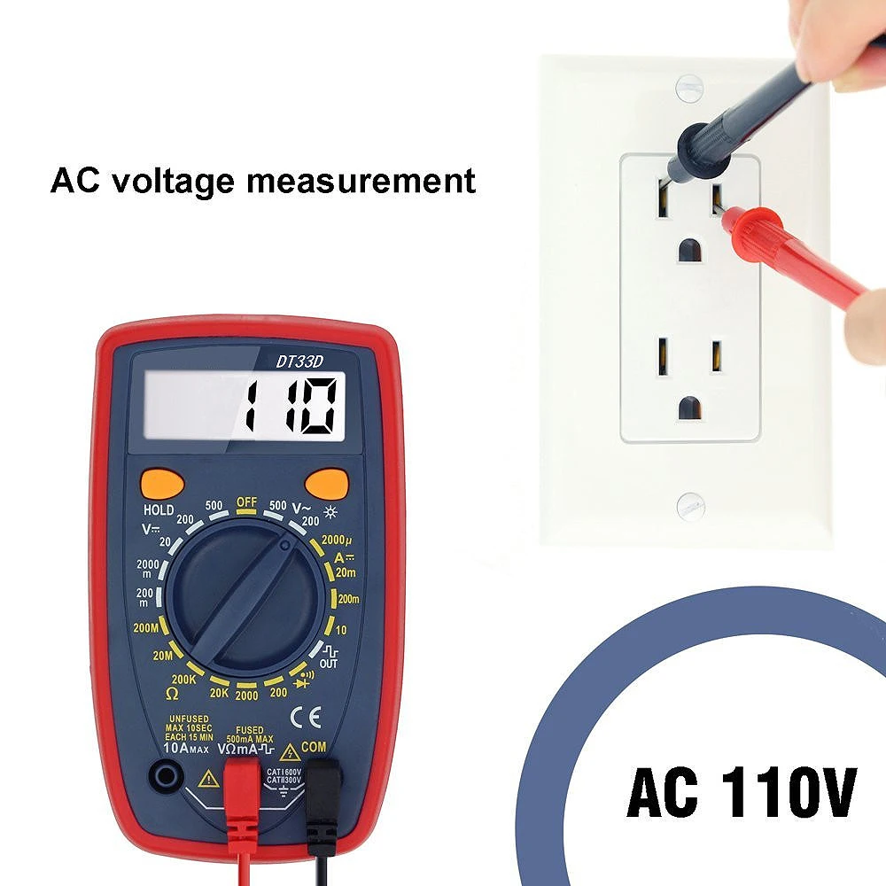 DT33D мультиметр AC DC напряжение ЖК-цифровой мультиметр Измеритель сопротивления диод тестер