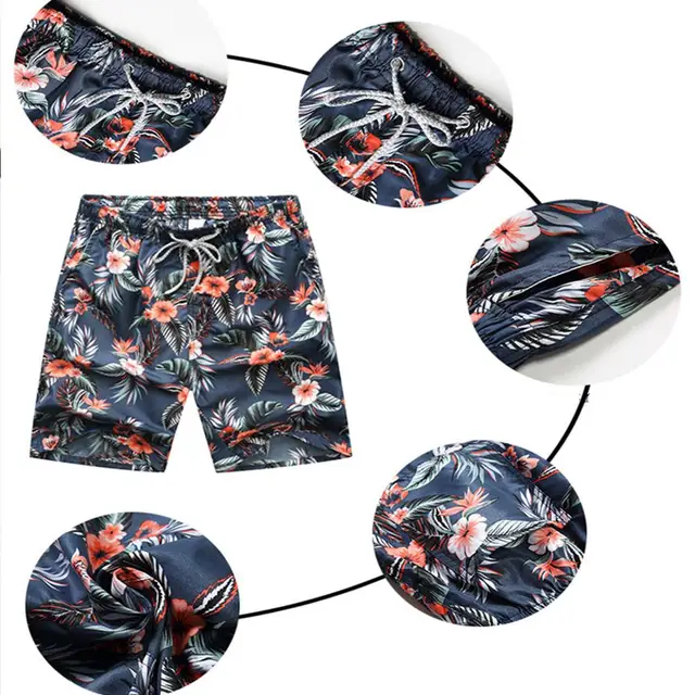 MISSKY New Seobean Floral Mens Board Shorts Men Beach Swimsuit Short Male Bermudas Beachwear Bathing Suit Quick Dry 4