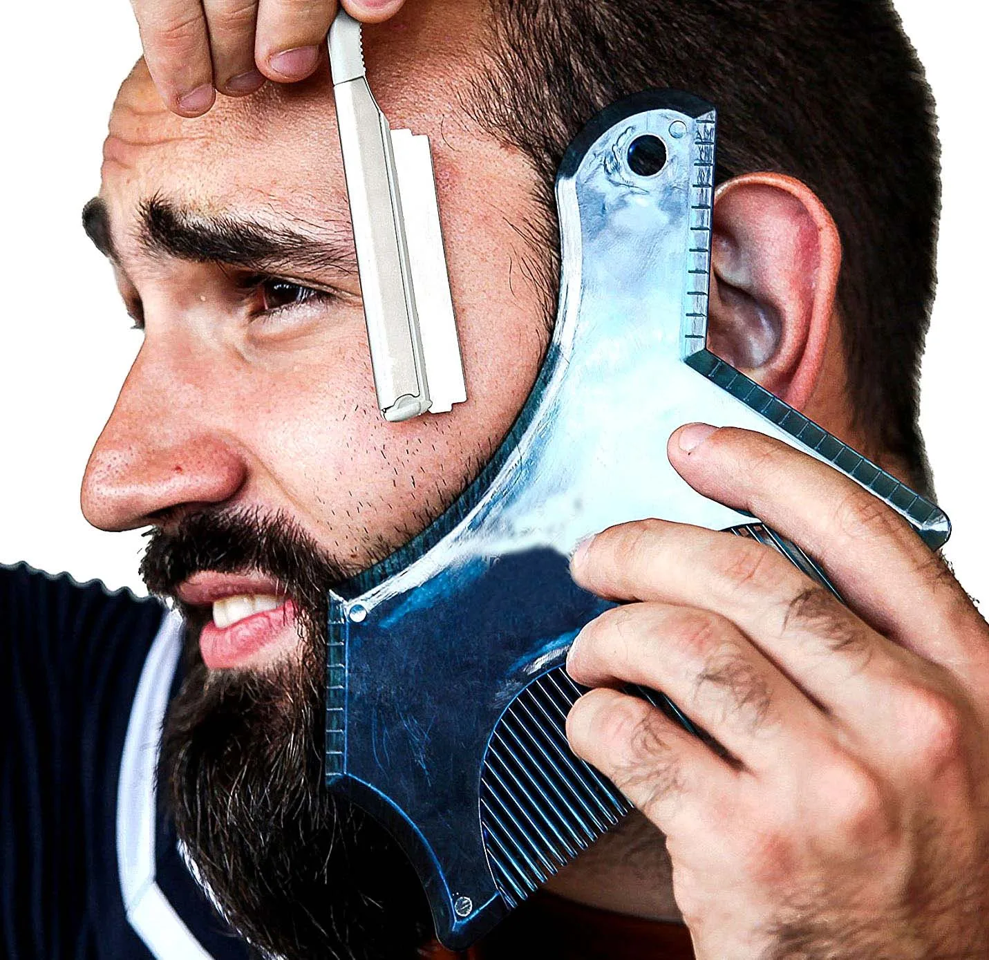 Шаблон бороды Двусторонняя борода формирование StylingComb для мужчин инструменты для бритья ABS гребень для волос борода отделка шаблонные гребни