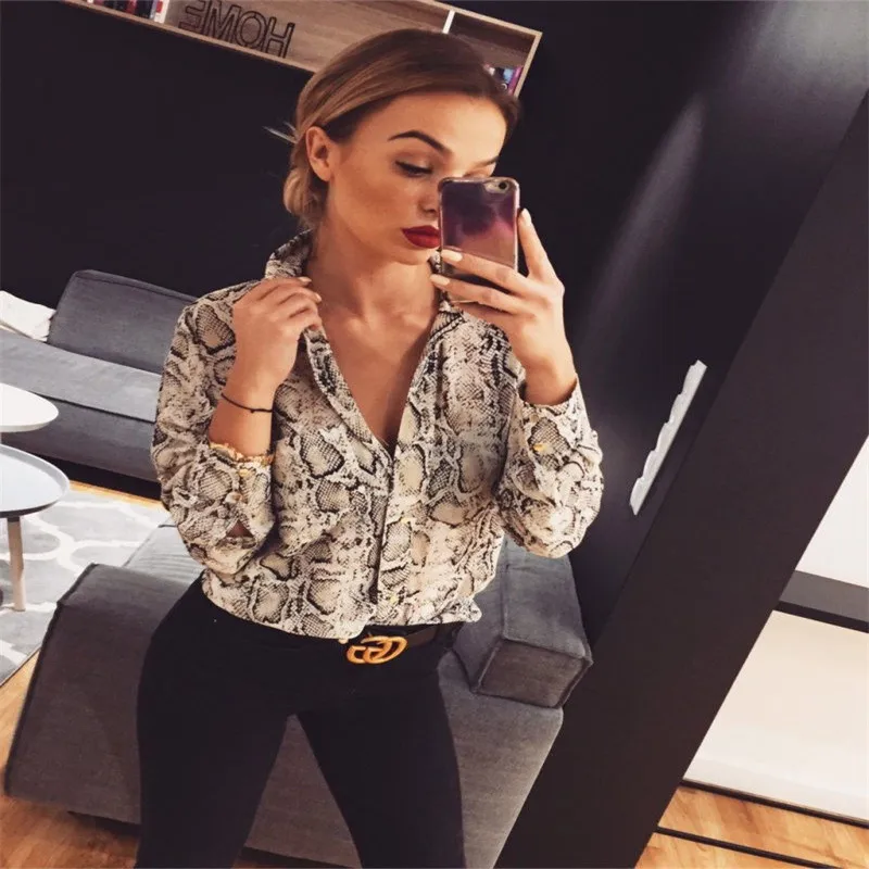 

New Women's Spring Autumn Stand-Up Long-Sleeve Shirt Leopard Print Casual Blouse Professional Commuter Button Shirt Sizes S-XL