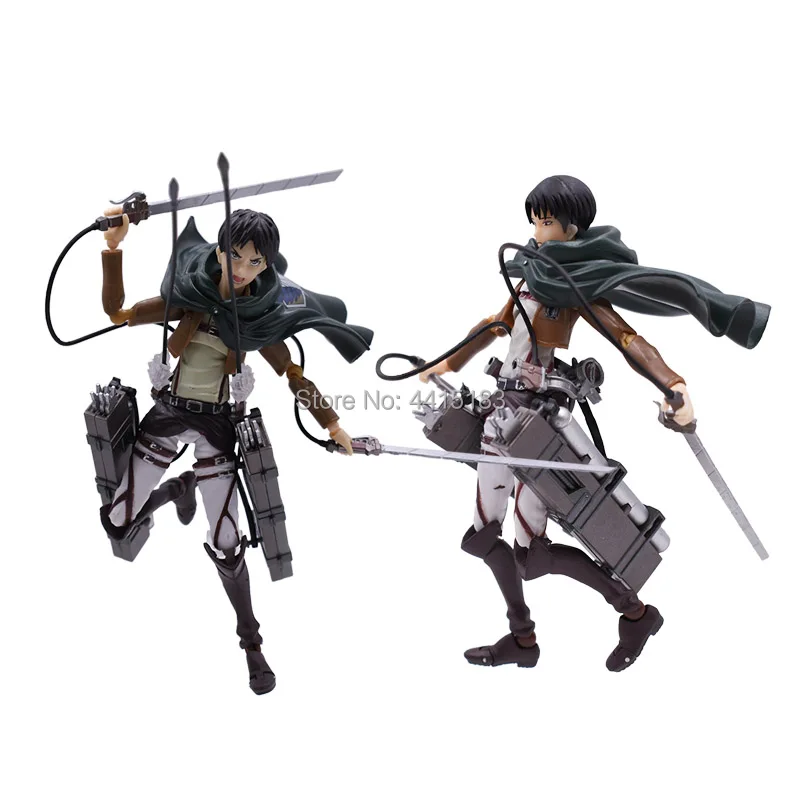 2 Styles Anime Attack on Titan Levi Ackerman Eren Jaeger PVC Action Figure Doll Model Figma 207 213 Toy Christmas Gift