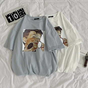 

Summer New T Shirt Men Fashion Cartoon Print Casual Short-sleeved Tshirt Man Streetweart Trend Wild Hip-hop Loose Cotton T-shirt