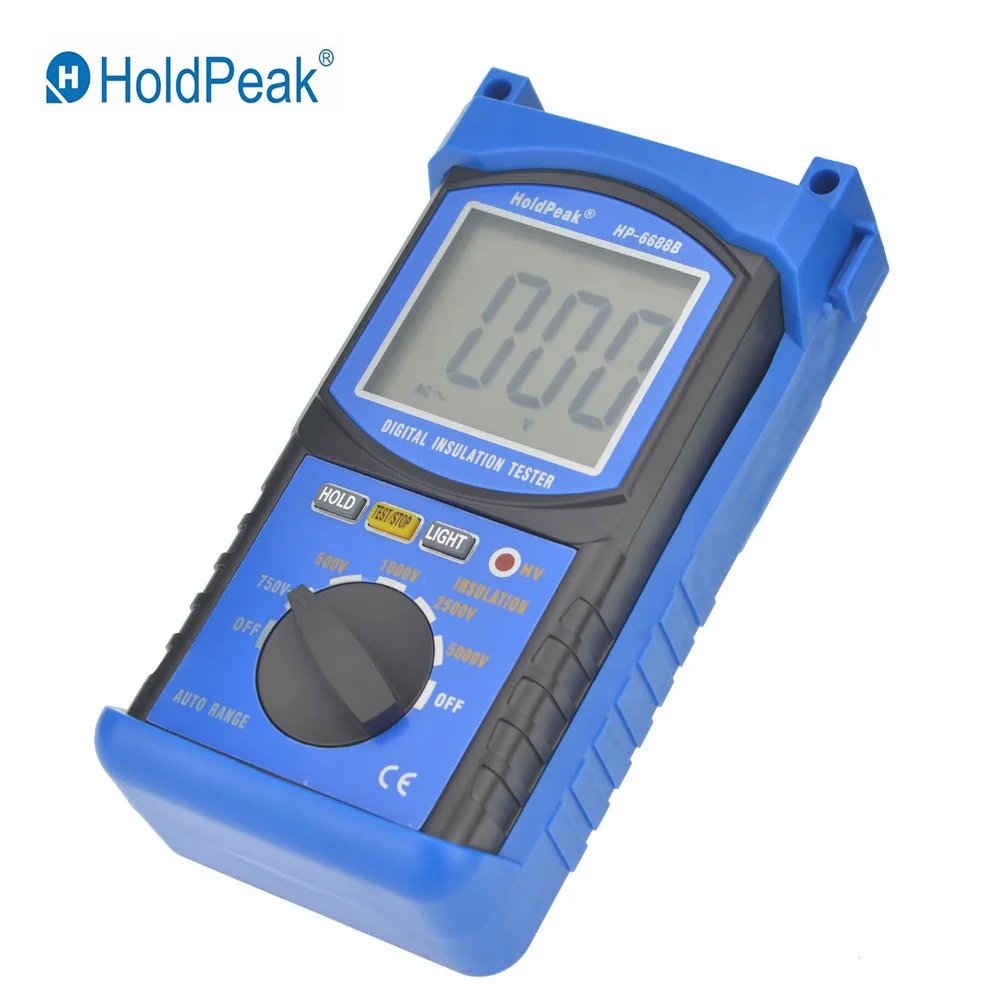 

HoldPeak HP-6688B Digital Insulation Resistance Tester Auto-range ohm Tester Megger Megohmmeter 500V/1000V/2500V/5000V Voltmeter