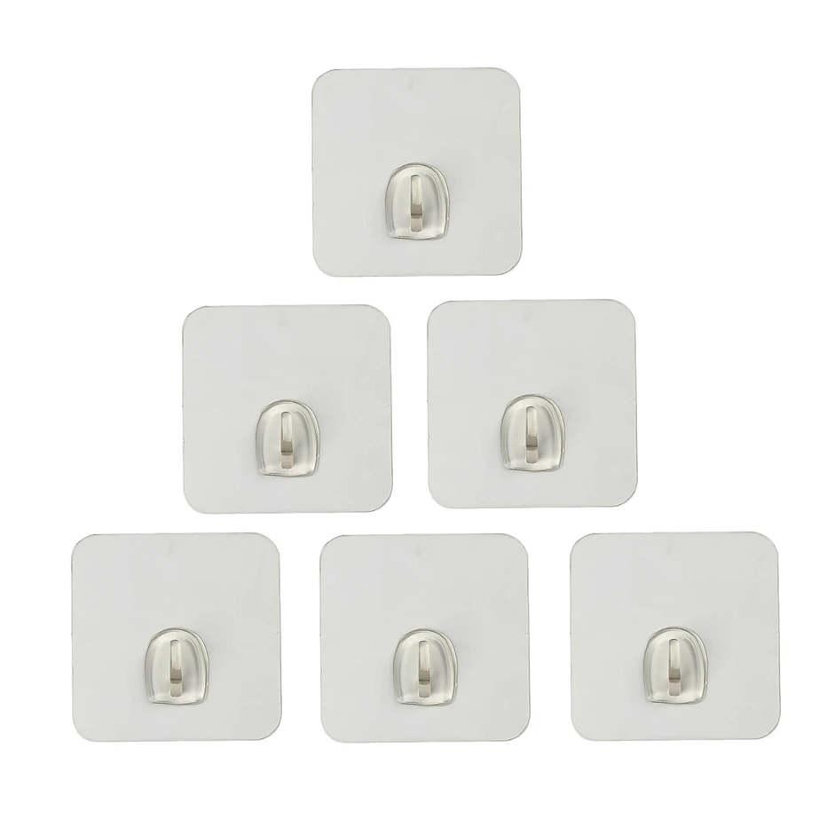 

6pcs Traceless Wall Hooks Adhesive Kitchen Tools Holder Clear Towel Keys and Bathroom Tools Organize Hooks