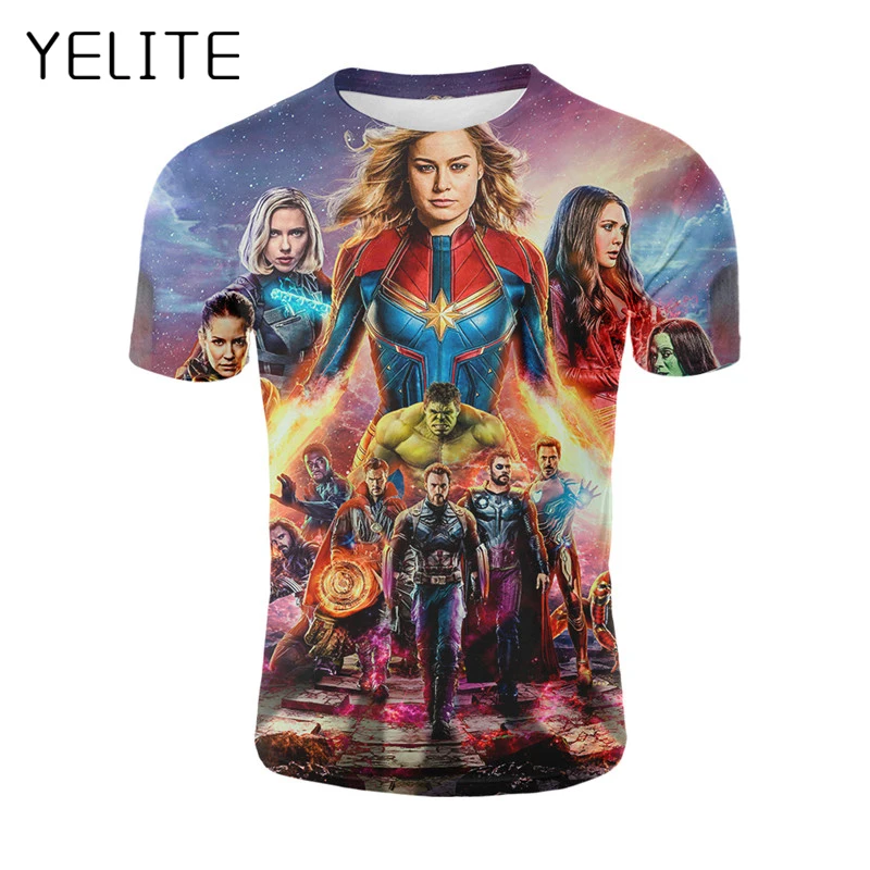 YELITE 2019 Marvel Avengers 4 футболка с 3d принтом супергероя Америки для косплея Мужская