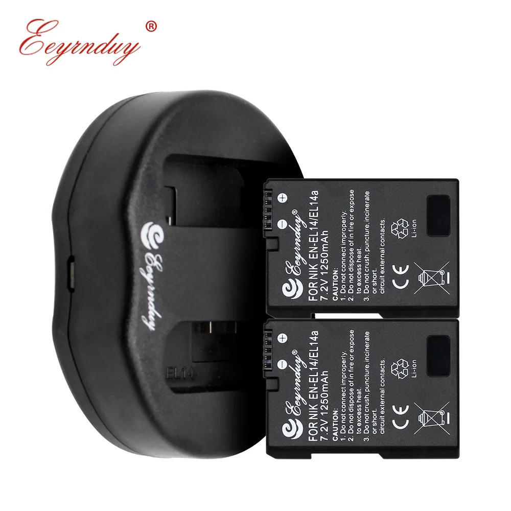 Двойное зарядное устройство USB и 2 аккумулятора для Nikon D5600 D5200 D5300 D5500 D3100 D3200