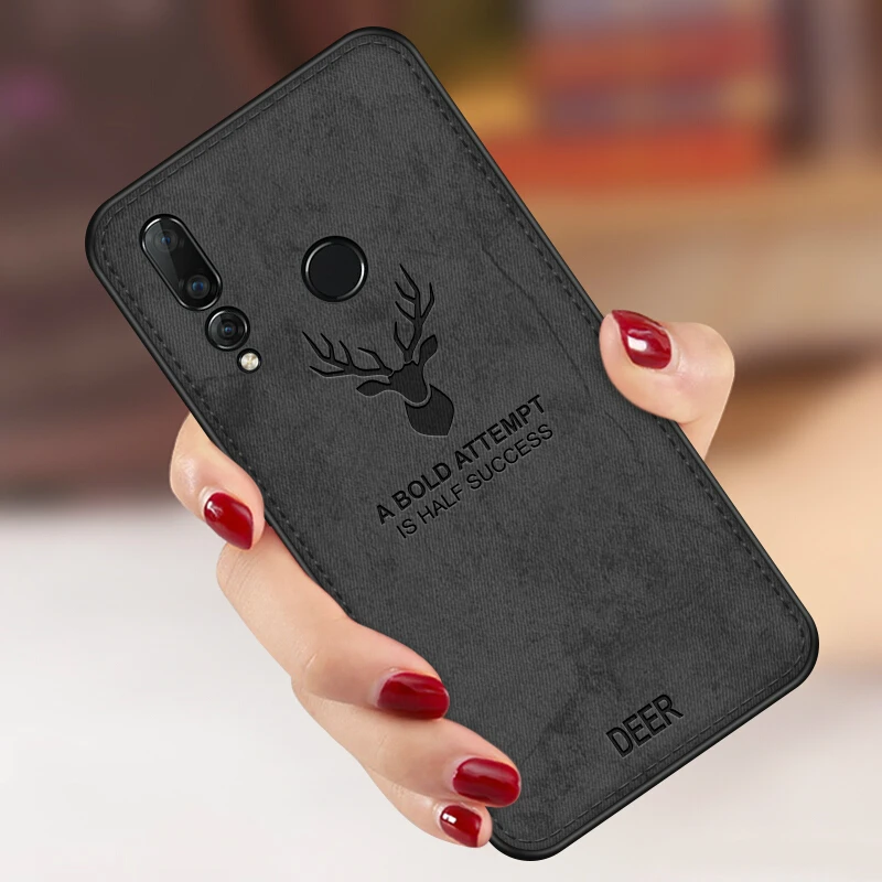 Тканевый рельефный чехол с оленем для Huawei P Smart 2019 на P20 Mate20 Lite/Pro P10 P8 Y9 Nova3i тканевый