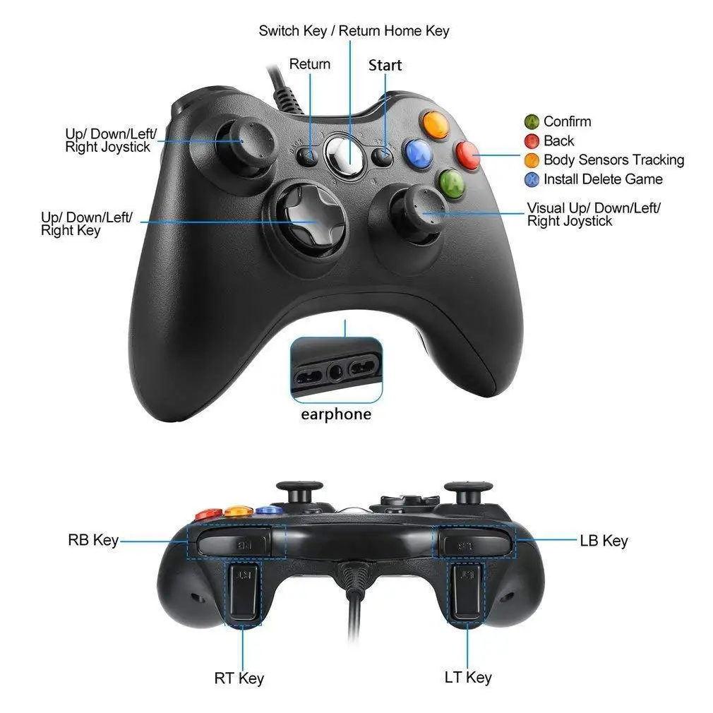 Геймпад FORNORM для Xbox 360 проводной джойстик XBOX геймпад ПК контроллер Windows 7 8