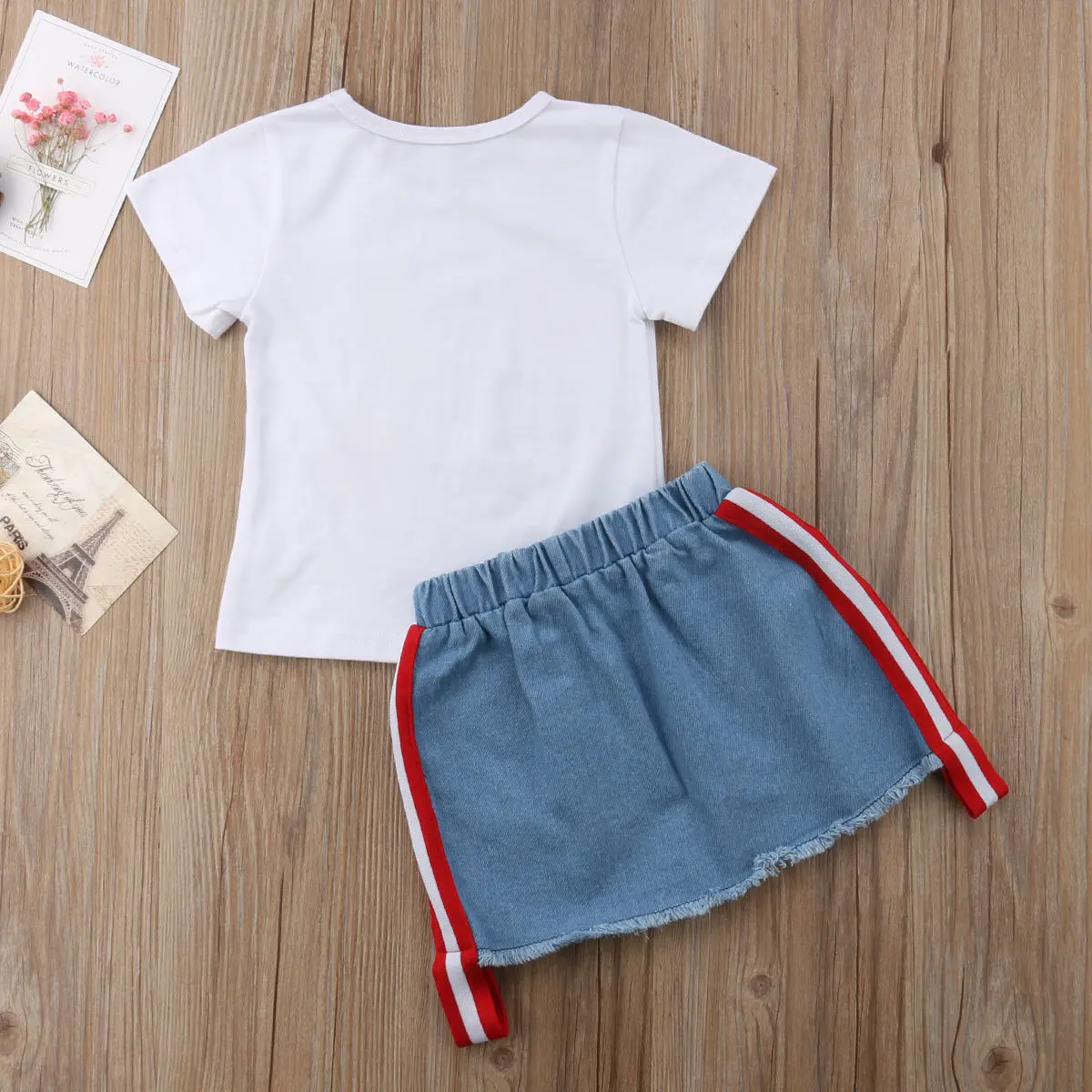 girls red denim skirt