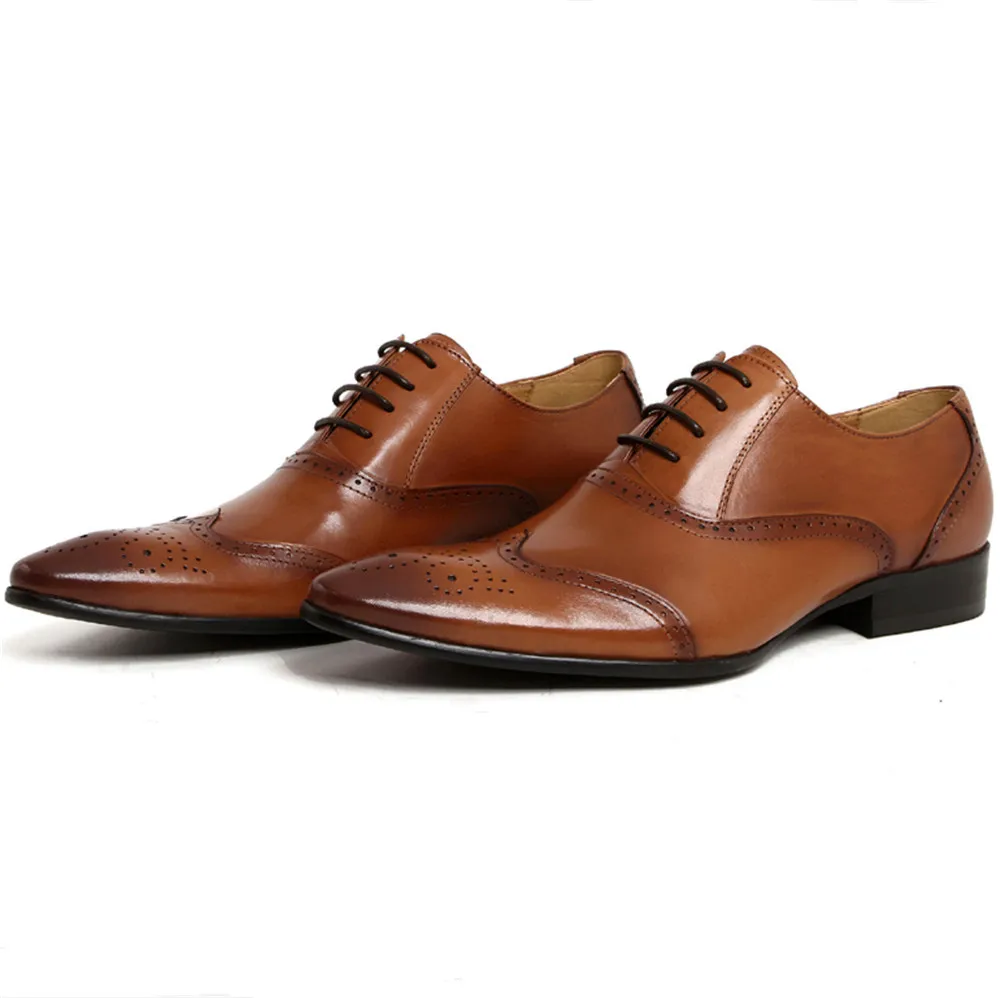

Quality Black / Brown Formal Dress Shoes Mens Oxfords Shoes Genuine Leather Brogues Business Shoes Male Wedding Groom Shoes