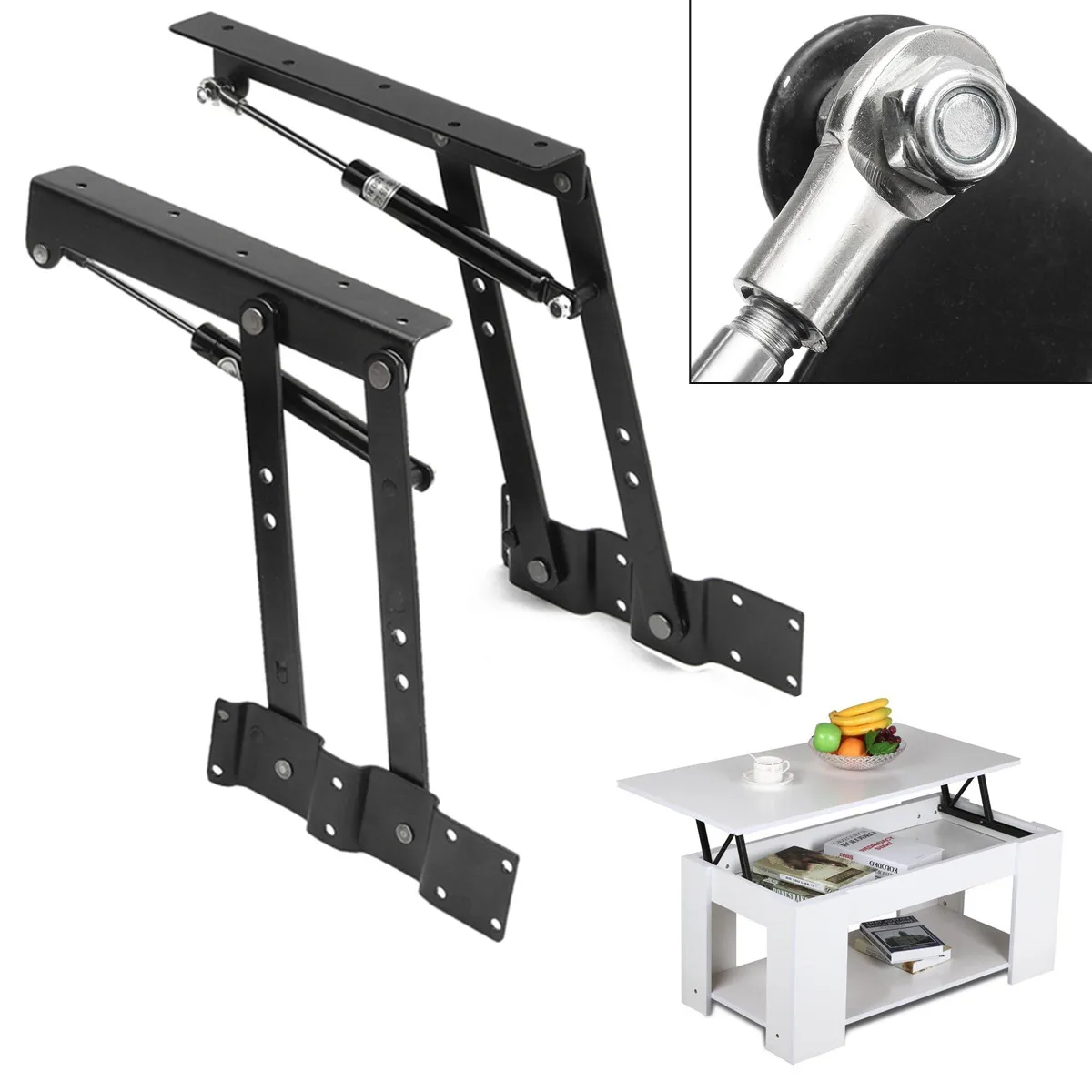  2PCS Lift Up Top Coffee Table Lifting Frame Mechanism Spring Hinge Hardware DIY Lift UP Spring Hing
