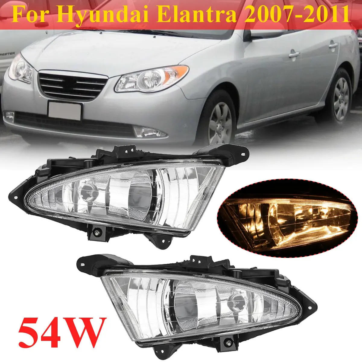 1 Pair Daytime Running light Clear Front Fog Lights w/ 881 27W Bulbs