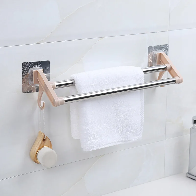 

Bathroom Multifunction Towel Holder Waterproof Rod Powerful Suction Cup Washcloth Holder Towel Racks Household Accessories