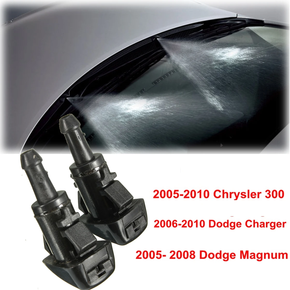 New 2x Windshield Water Sprayer Washer Nozzle For Chrysler 300 for Dodge Charger For Magnumin