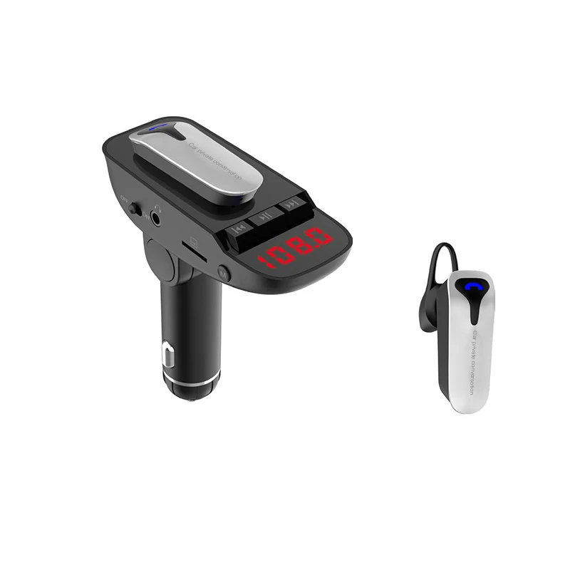ER9 Bluetooth Wireless Earphone Hands Free MP3 Adapter car FM Transmitter Headset In ear Cigarette Lighter Plug Kit USB Charging