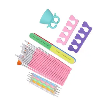 

Full Set Multifunction Nail Art Tool DIY Nail Art Brush Finger Separator Polish Holder Grind Tool Nail Files Brush UV Gel Set