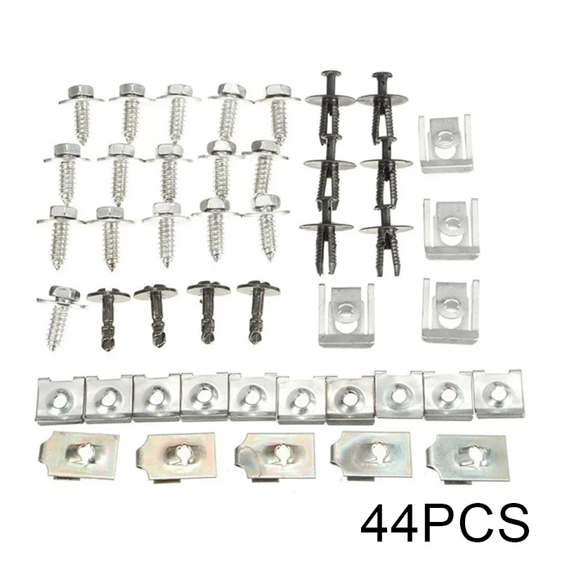 

44pcs Car Engine Under Cover Splash Guard Screw Trim Metal Clips Fit For BMW E46 High Quality Car Clips accessories