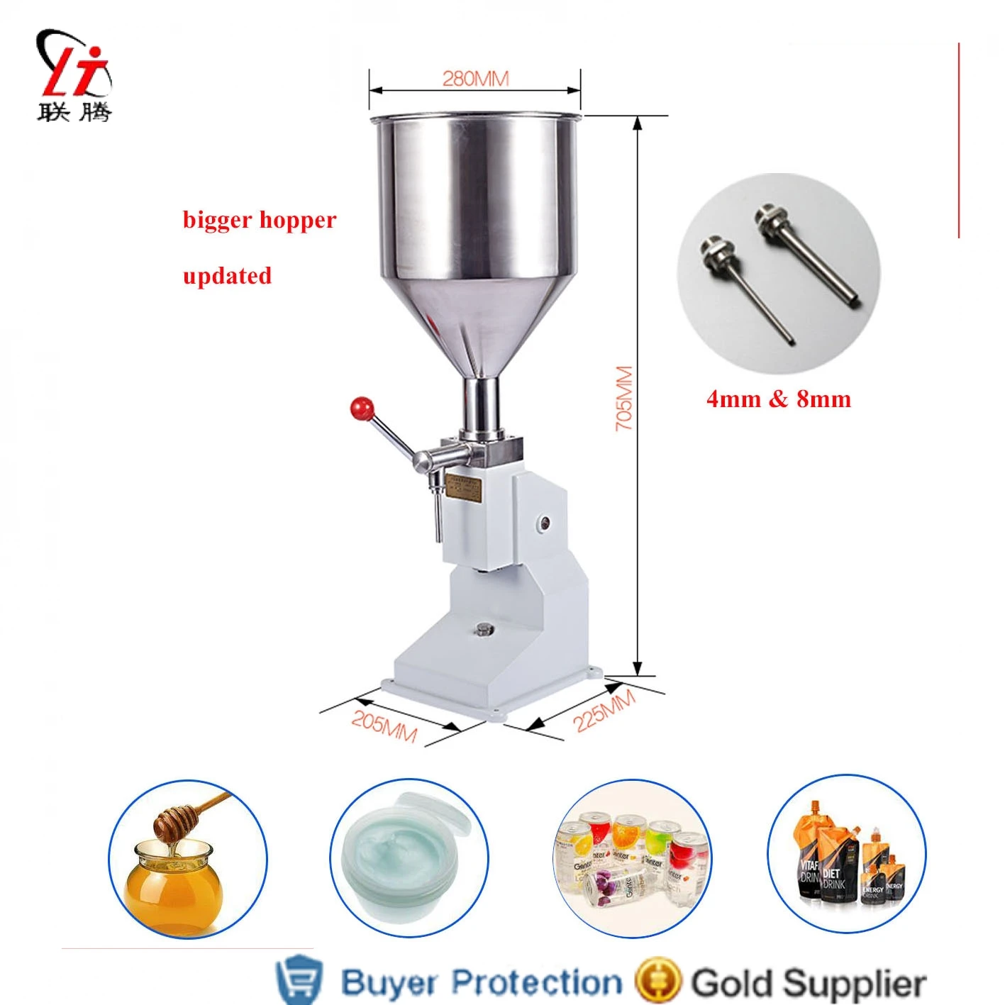 

Manual Cream Honey Paste Filling Machine Shampoo Liquid Cosmetic Paste Oil Honey Drink Perfume Hand Press Filler Free shipping