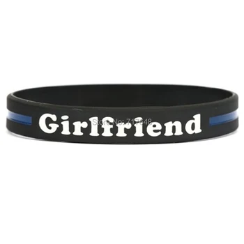 

100pcs Girlfriend Thin Blue Line wristband silicone bracelets free shipping by ePacket A