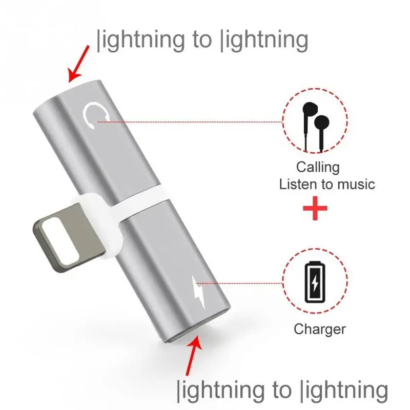 

2 in 1 Audio Adapter Splitter Charger Headphone Adapter For iPhone 7 8 Plus X Connector Fast Charging Jack to Earphone AUX Cable
