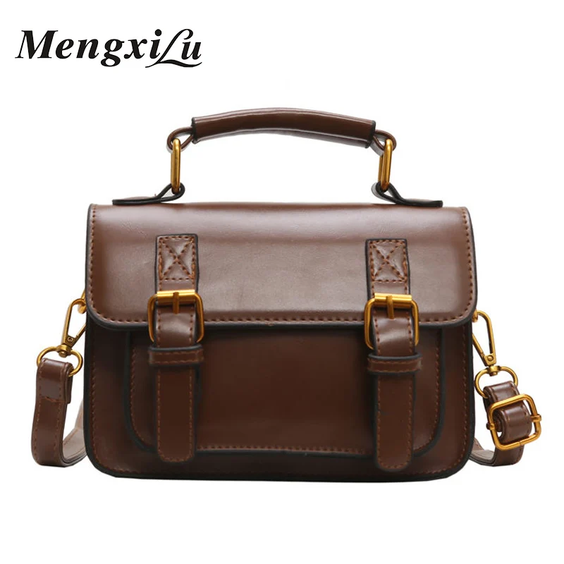 

2019 Fashion Women PU Leather Pure Color Messenger Crossbody Bag Ladies Single Shoulder Cover Small shoulder bag female Handbags