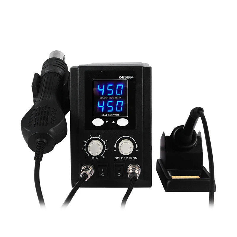 

2 In 1 Soldering SMD Rework Station Electric Soldering Irons Repair Welding Hot Air PCB Desoldering Tool Digit Type 8586+2
