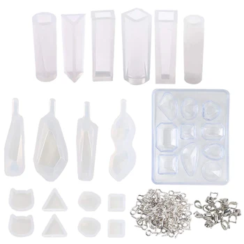 

Casting Molds Silicone Molds 19pcs Jewelry Making and Tool Set for Pendant Jewelry Earrings Making with 100pcs Rings + 10pcs P