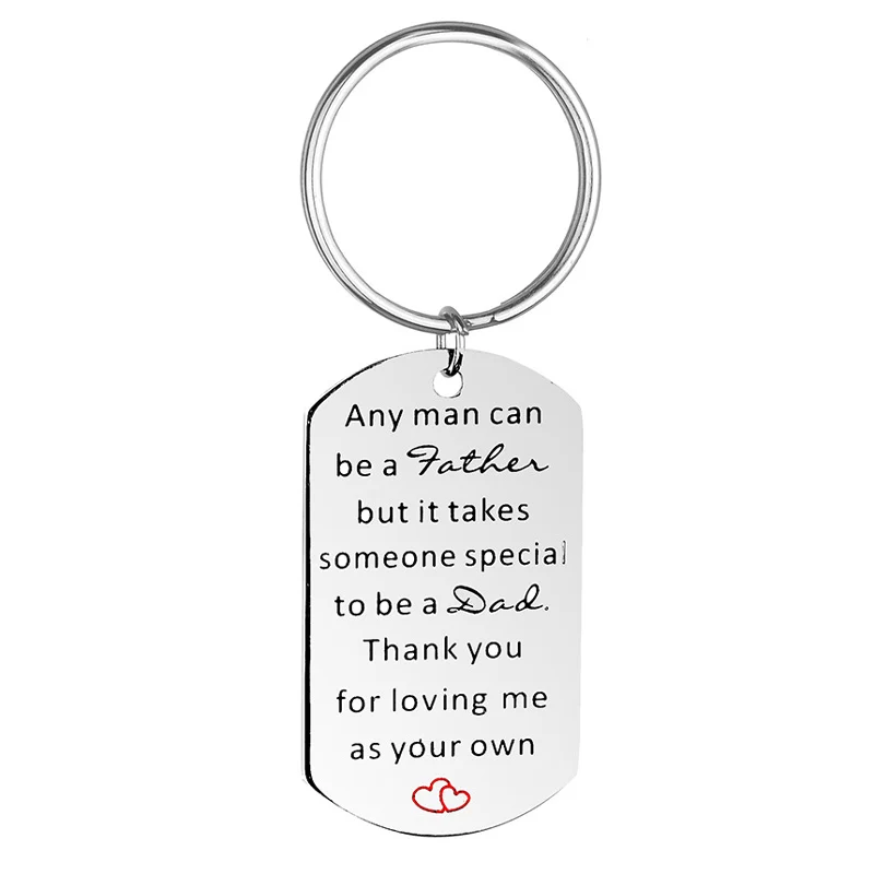 Stainless Steel Step Dad Keychain Key Ring Father’s Day Gift From Daughter Son 