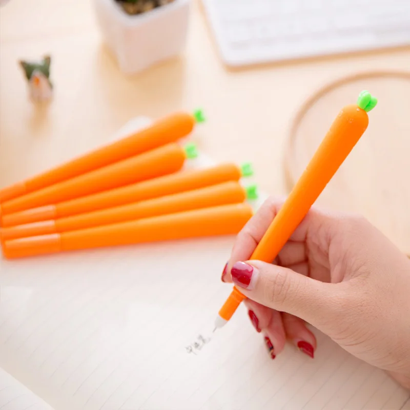 1 шт креативные милые черные Сменные нейтральные ручки канцелярские корейские персонализированные гелевые студенческие ручки ручка на водной основе с морковкой