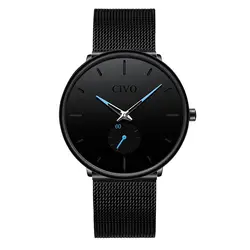 CIVO Лидирующий бренд мужские водонепроницаемые часы простой классический дизайн наручные сталь сетки ультра тонкий кварцевые часы Reloj Hombre