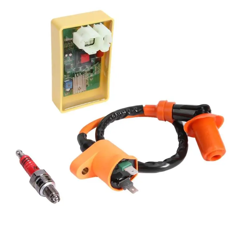 

6Pin DC CDI+ Ignition Coil+ A7TC Spark Plug for GY6 50 250cc Scooter Moped