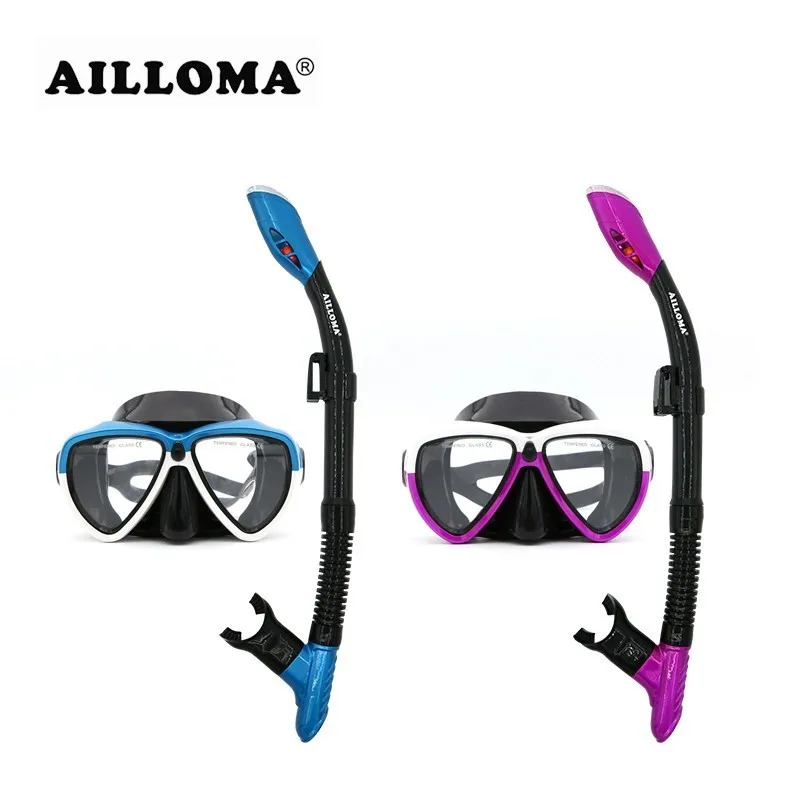 AILLOMA مكافحة الضباب الغوص غص قناع مجموعة سيليكون للماء تحت الماء الكبار معدات غطس مضاد للانزلاق نظارات أنبوب مجموعات