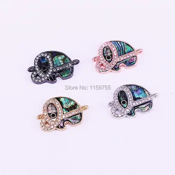 

10Pcs Charm Micro Pave CZ Abalone Shell Animal Elephant Shape Connectors Beads For Bracelets Making