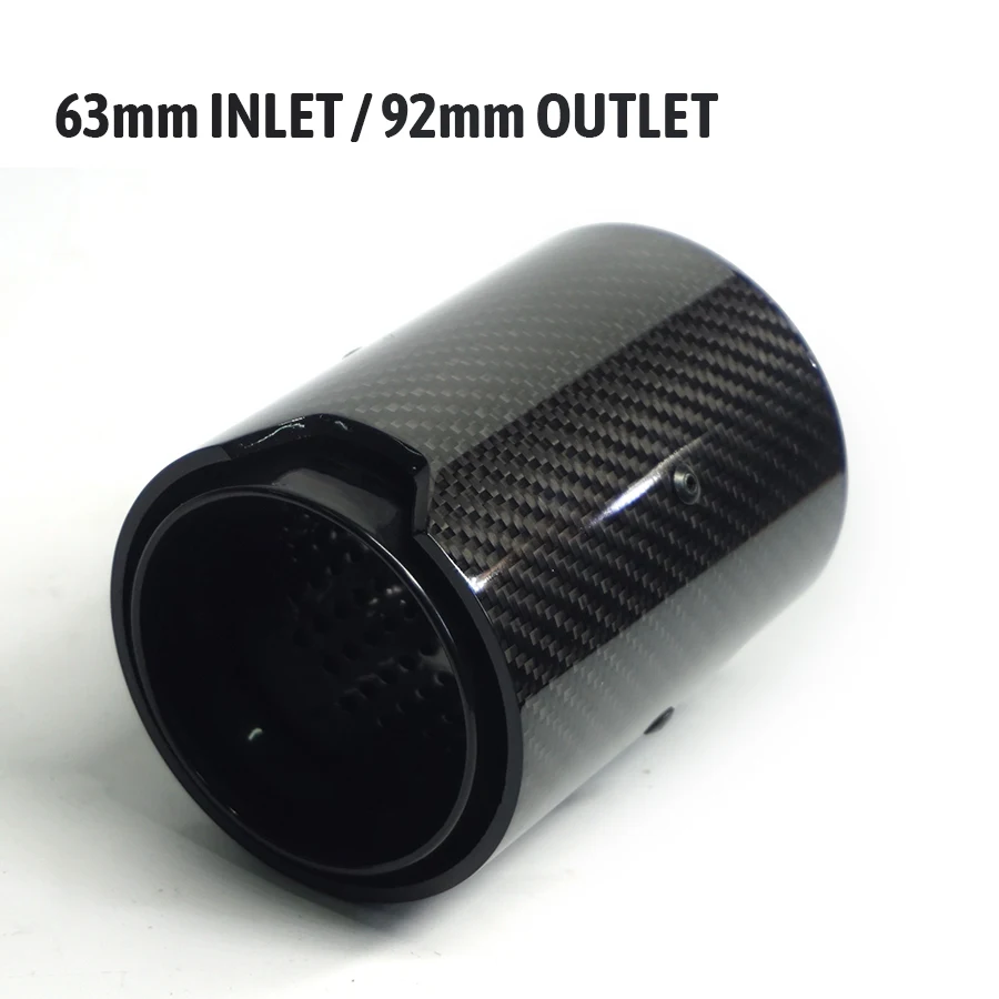 cheap 63MM Car Exhaust Tip Real Carbon Fiber Glossy ALL Black Style For M Performance exhaust pipe M2 F87 M3 F80 M4 F82 F83 M5 F10 M6