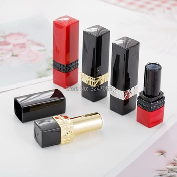 

9mm Empty Small Cosmetic Lip Balm Sample Tube, 12.1mm Red/Black Plastic Makeup Tool Lipstick Package, Lip Rouge Container