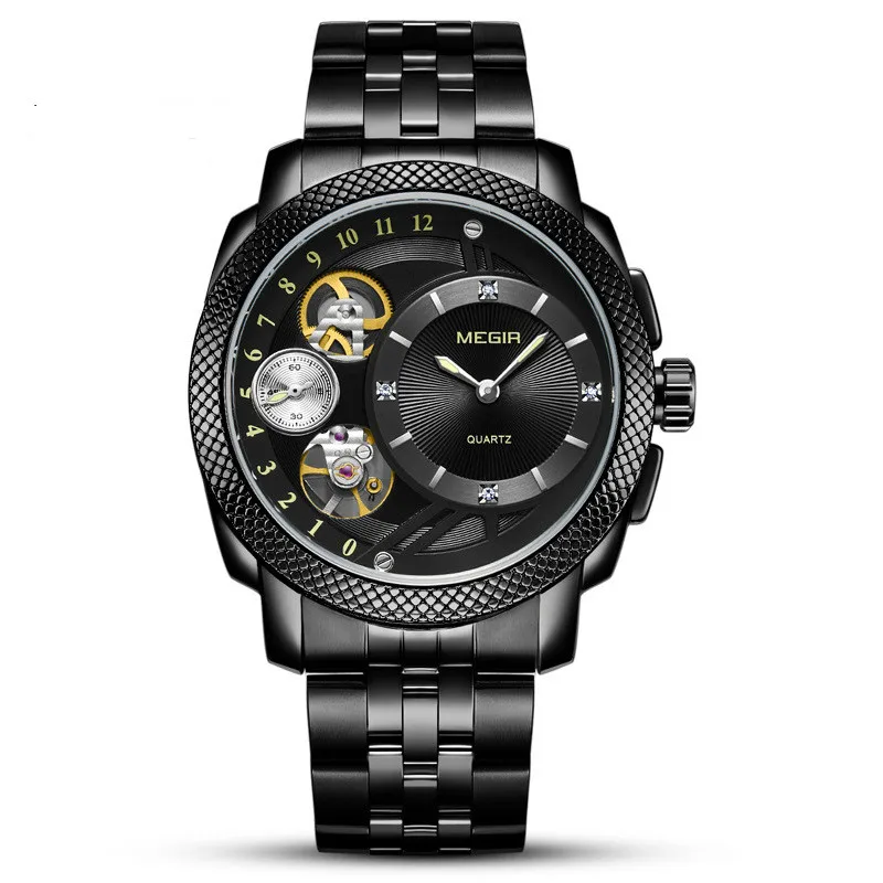 

New fashion hollow men's sports watch multi-function waterproof timing trend precision men's sports quartz watch