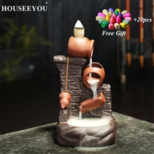 20 шт. благовония шишки+ керамический обратный поток благовония горелка домашний декор кадильница для ароматерапии креативная Луна Гора и течёт вода