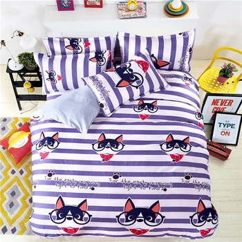 

Cartoon Dog Bedding Set Bed Linen Kids Girls Boys Baby Teens Children 3/4Pcs Stripe Duvet Cover Flat Sheet Pillowcase Bedclothes