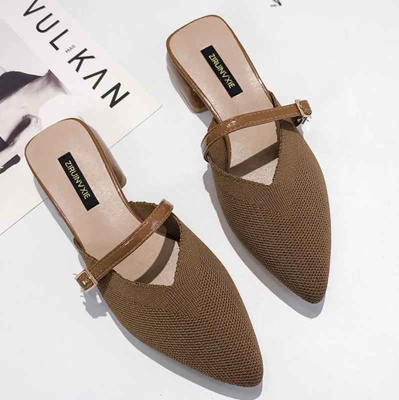 

Spring Women Mules Slippers 2019 Rome Flats Shoes Woman Mules Shoes Outdoor Summer Beach Sandals Slides Pointed Toe Slippers