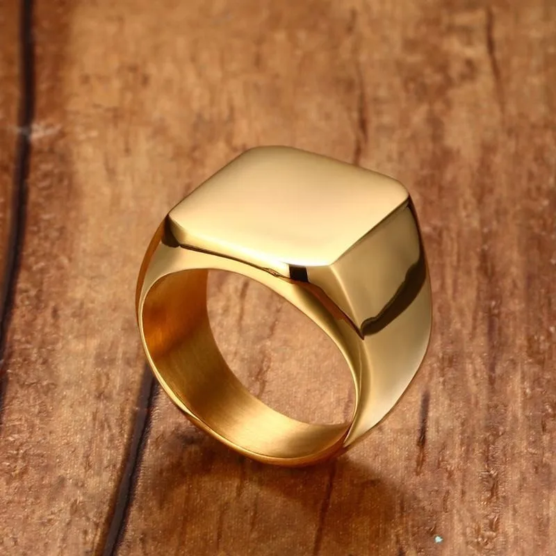 Персонализированное печатное кольцо для мужчин из нержавеющей стали с гравировкой монограммы