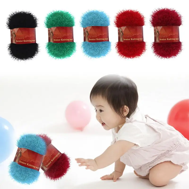 

Solid Color Plush Yarn Ball Soft Plush Silk Mink Hair Yarn For Hand Knitting Crochet Sweater Comfortable Warm Weaving Yarns