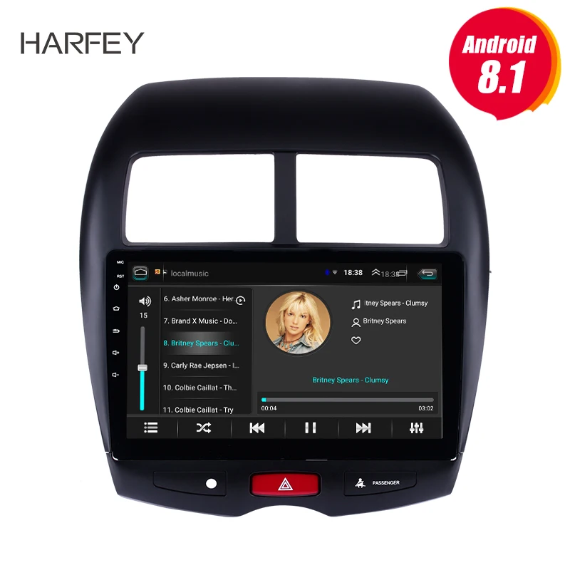 Harfey 10,1 дюймов Автомобильный мультимедийный плеер Android 8,1 gps Navi система для 2010- Mitsubishi ASX peugeot 4008 с wifi bluetooth